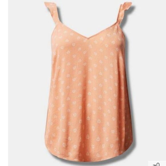 New Torrid Coral Gauze Ruffle Strap Tank 3 3X - Picture 1 of 7